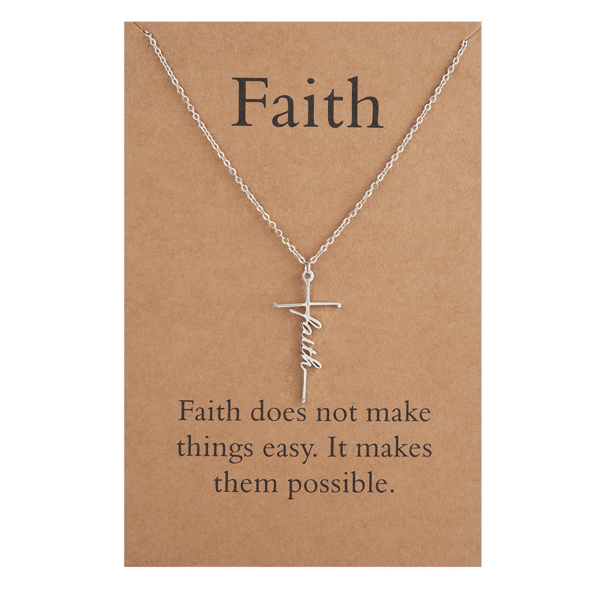 Lcherry Faith Cross Pendant Necklace for Women Religious Christian Jewelry Birthday Christmas Gifts for Women
