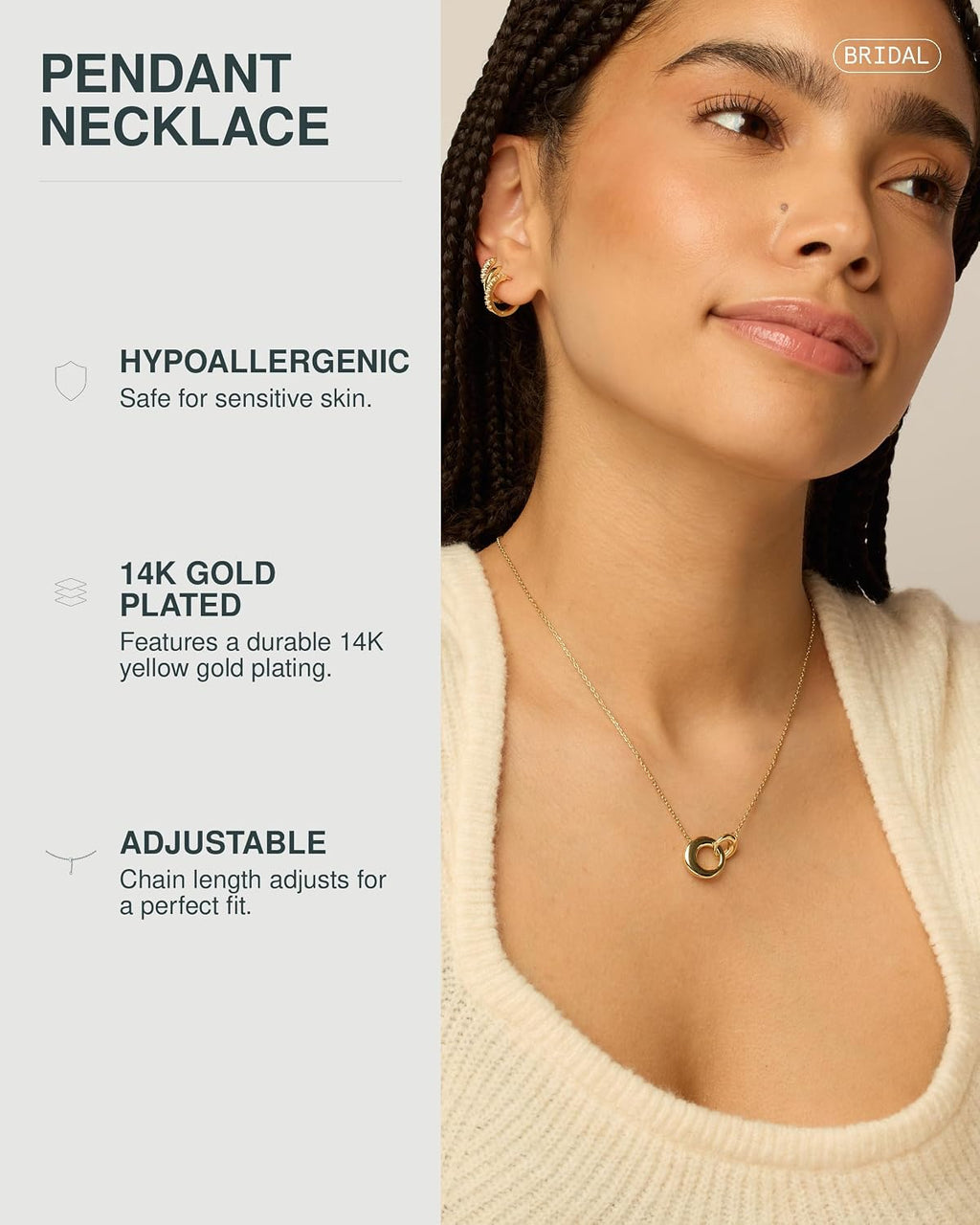 PAVOI 14K Gold Plated Dainty Interlock Pendant Necklace for Women | Circle Link Pendant Necklaces
