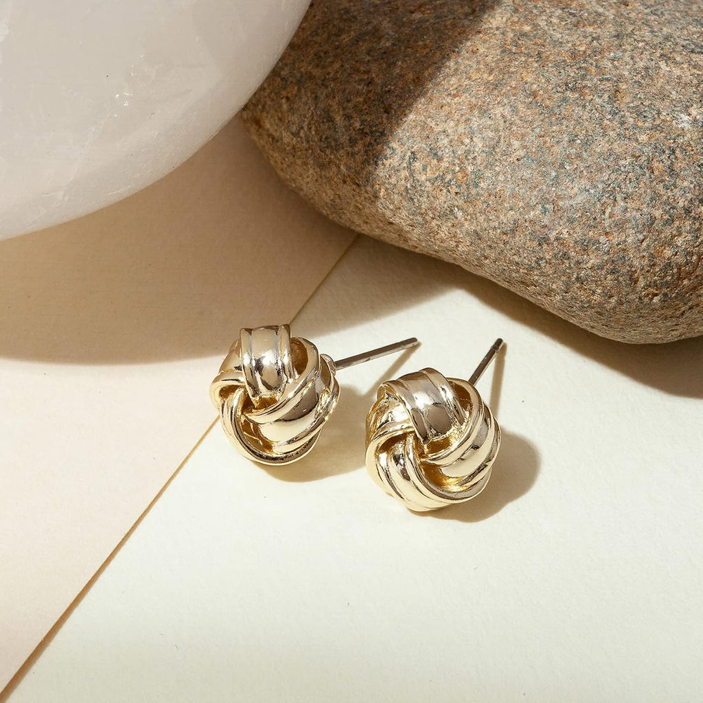 PAVOI 14K Gold Plated Love Knot Stud Earrings for Women, Small Elegant Stud | Hypoallergenic Earrings with 925 Sterling Silver Posts, Dainty Knot Gold Earrings