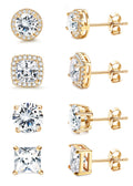 MILACOLATO S925 Sterling Silver Stud Earrings for Women Men Hypoallergenic 18K Gold Plated Cubic Zirconia Earrings Studs Brilliant Simulated Diamond Halo Earring for Sensitive Ears