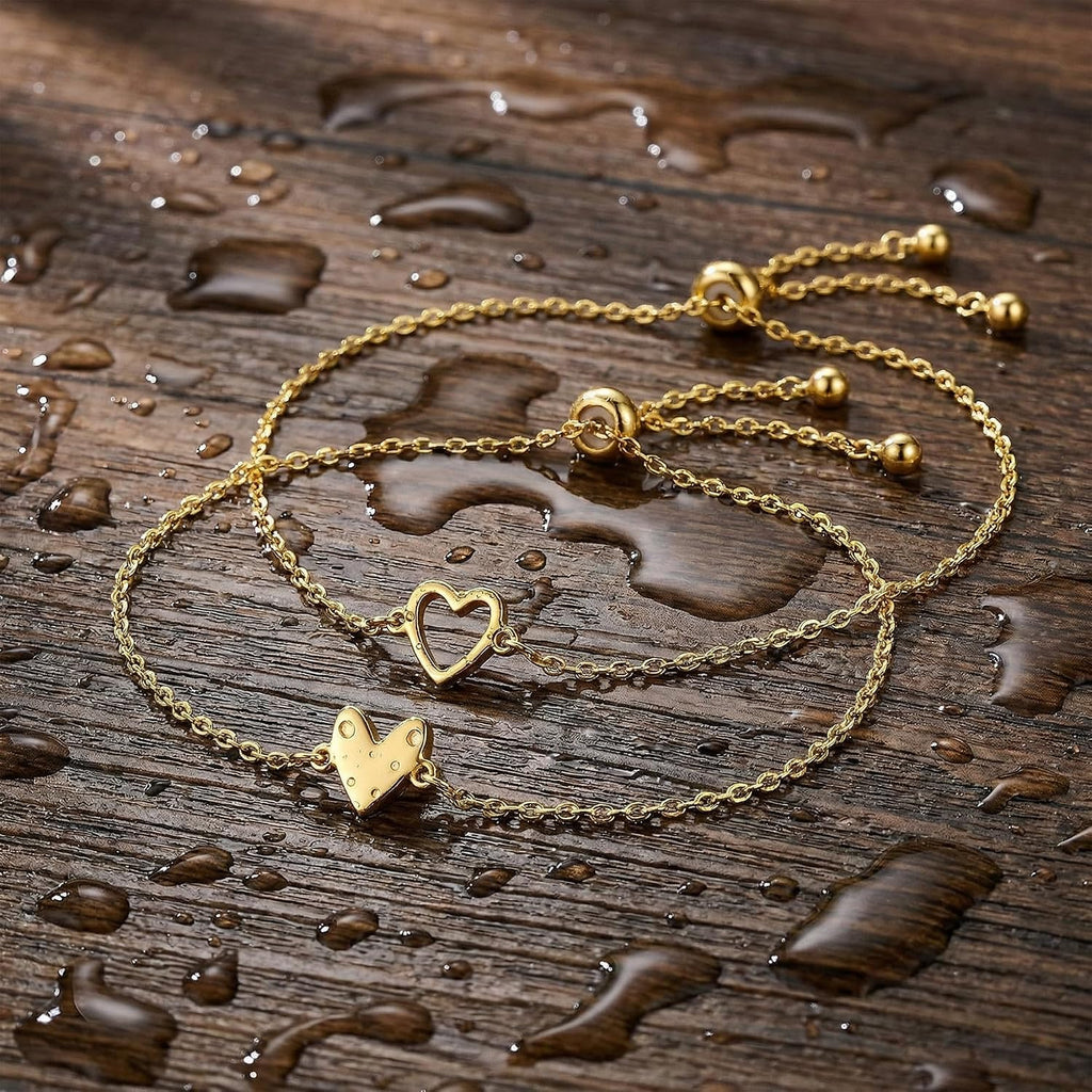 Camhanno 18K Gold Plated Bracelets for Mother Daughter | Waterproof & Non Tarnish, Best Friend Bracelet,Matching Bracelets,Adjustable Bracelet Gift for Women