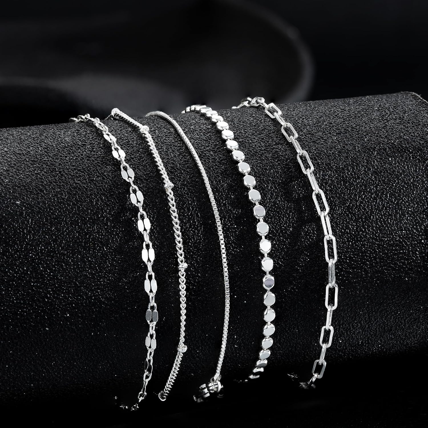 MBW Sterling Silver Simple Thin Bracelets for Women Trendy | Dainty S925 Silver Bracelets for Women Chain Bracelet Stack Set Waterproof Jewelry Minimalist Small Bracelet for Women Gift