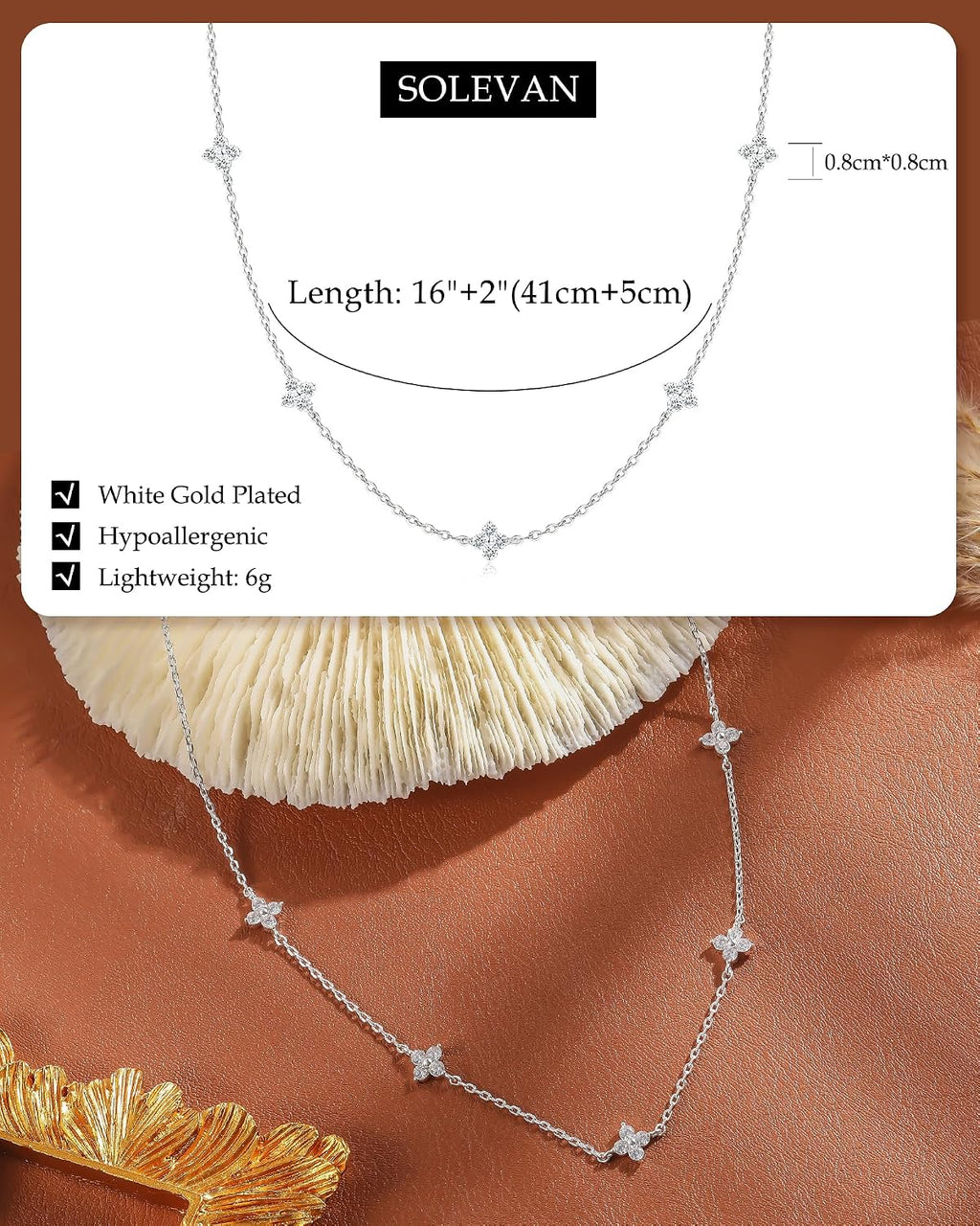 Dainty Clover Birthstone Gold Necklaces for Women Trendy Non Tarnish | 14K Gold Plated Necklace Stack, Layered Station Choker Necklace for Women, Prom Wedding Jewelry, Friendship Cute Flower Gifts