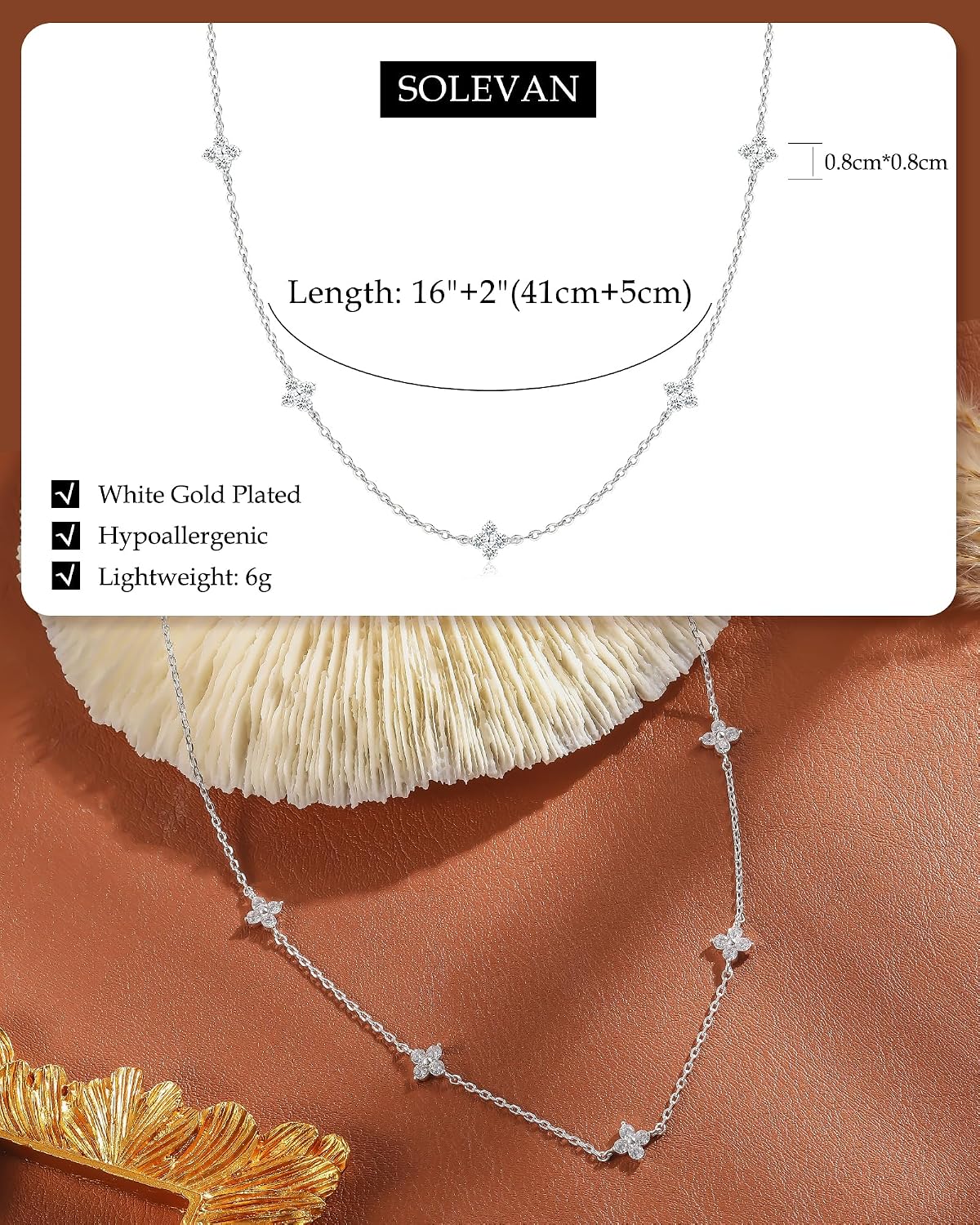 Dainty Clover Birthstone Gold Necklaces for Women Trendy Non Tarnish | 14K Gold Plated Necklace Stack, Layered Station Choker Necklace for Women, Prom Wedding Jewelry, Friendship Cute Flower Gifts