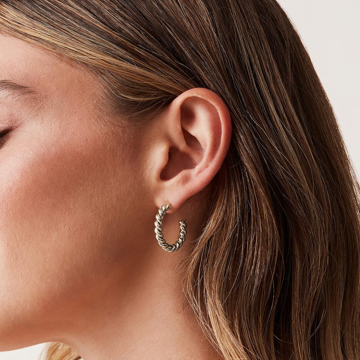 PAVOI 14K Gold Plated Twisted Rope Round Hoop Earrings