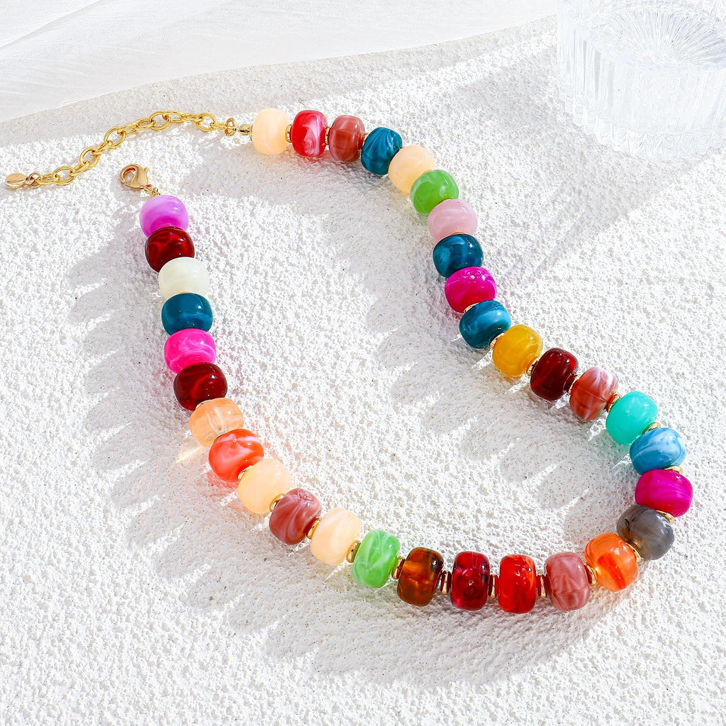 LILIE&WHITE Resin Chunky Beaded Necklace for Women Minimalistic Modern Statement Necklace Jewelry Accessories