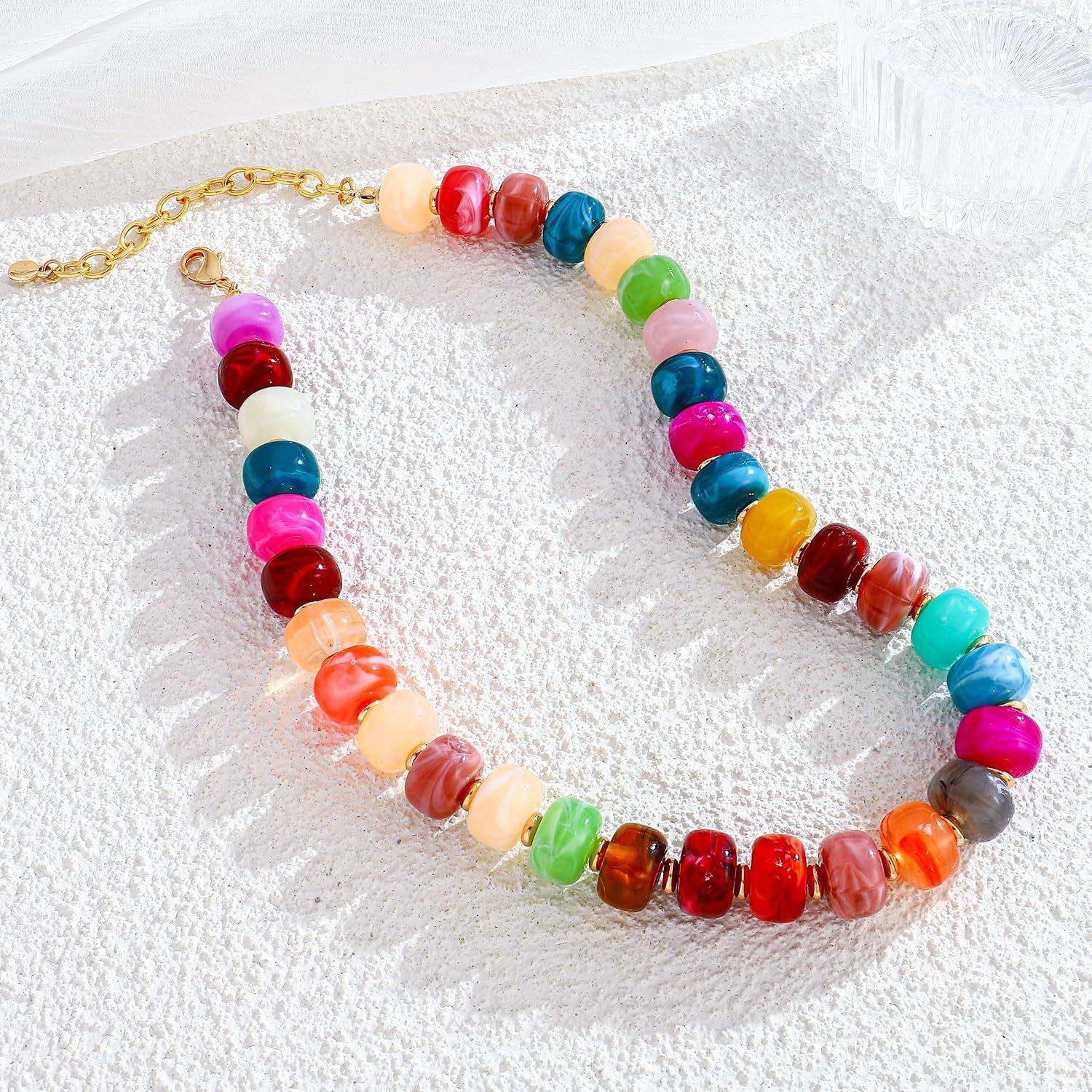 LILIE&WHITE Resin Chunky Beaded Necklace for Women Minimalistic Modern Statement Necklace Jewelry Accessories