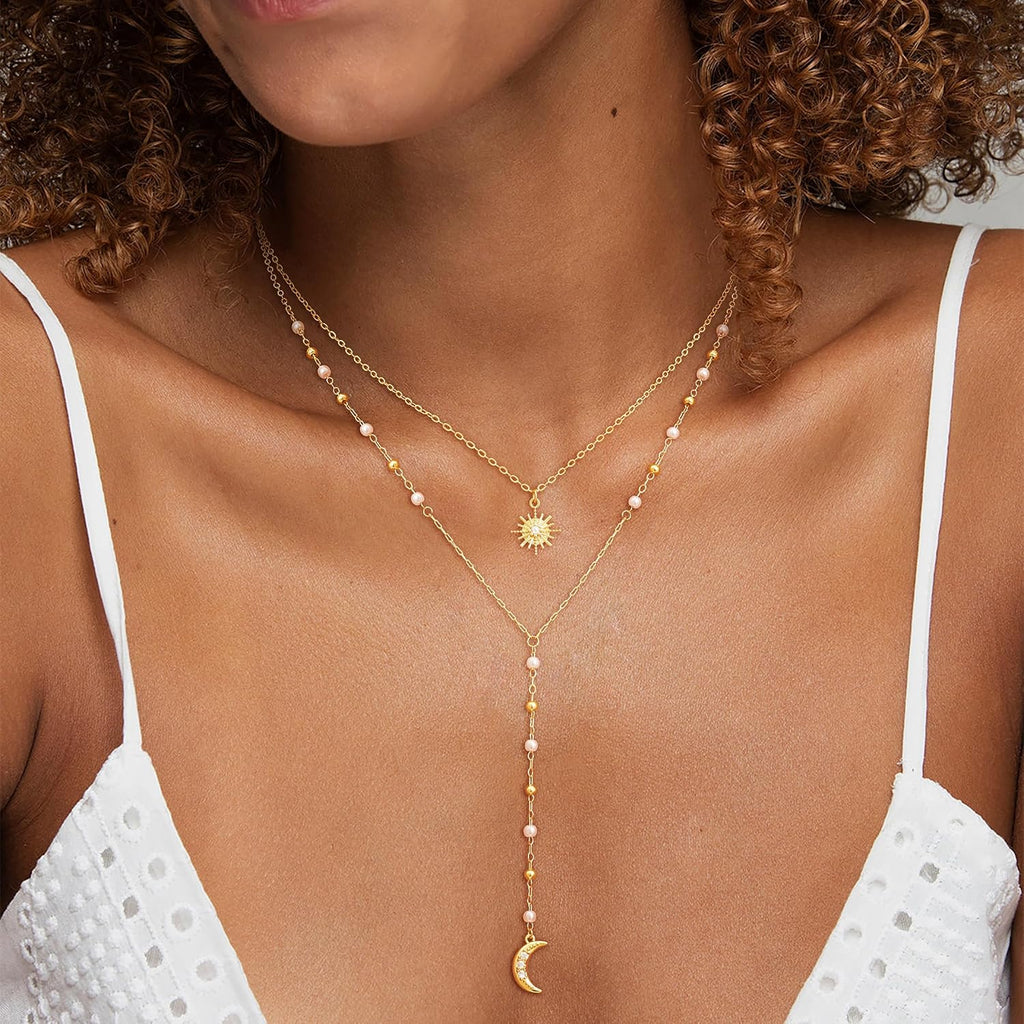 CHESKY Long Necklace for Women, 14k Gold Plated/Streling Silver Lariat Y Necklaces