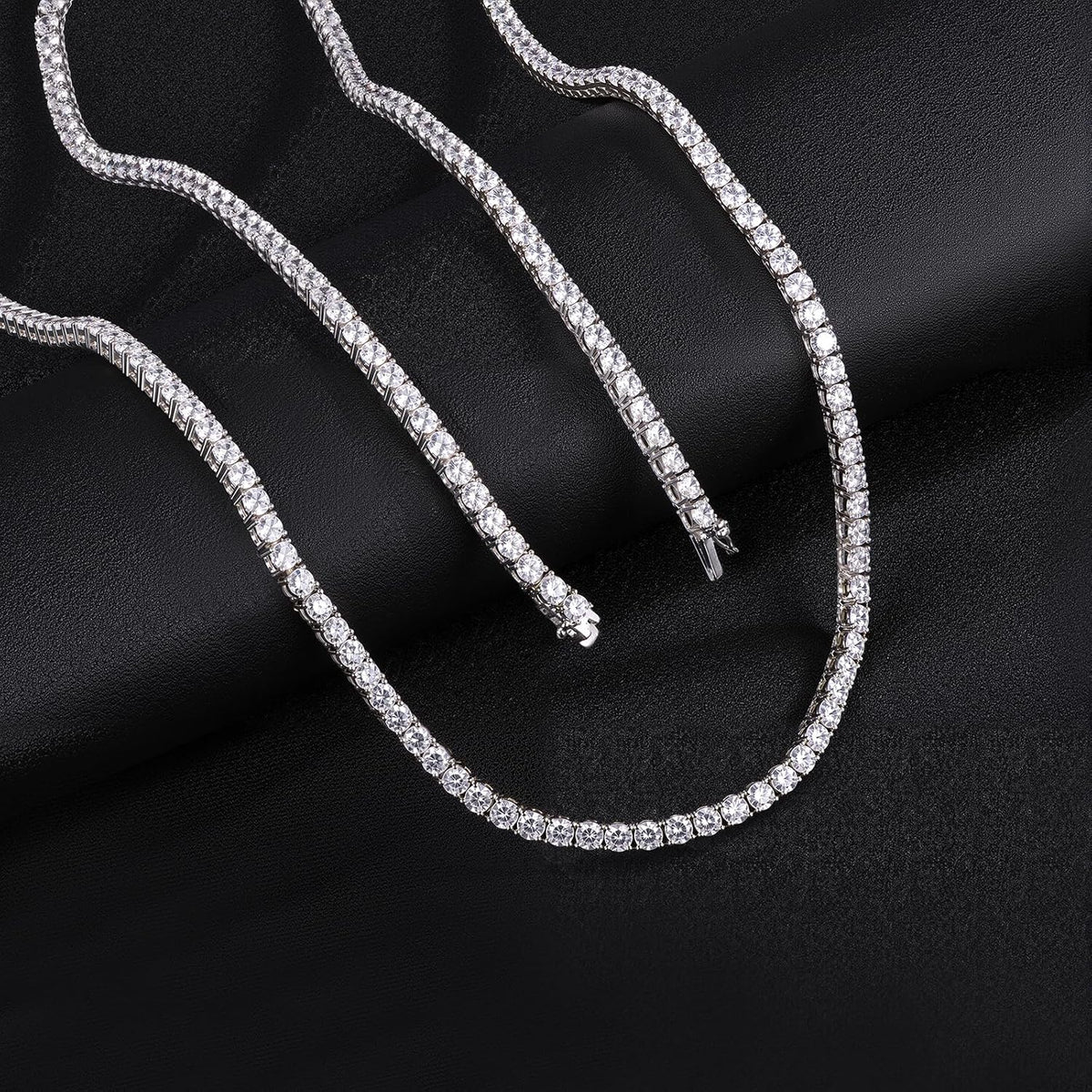Gemsme 4.0mm CZ Tennis Necklace, 18K White/Yellow Gold Plated 4.0mm Round Cubic Zirconia Classic Tennis Necklace 16-24 Inches