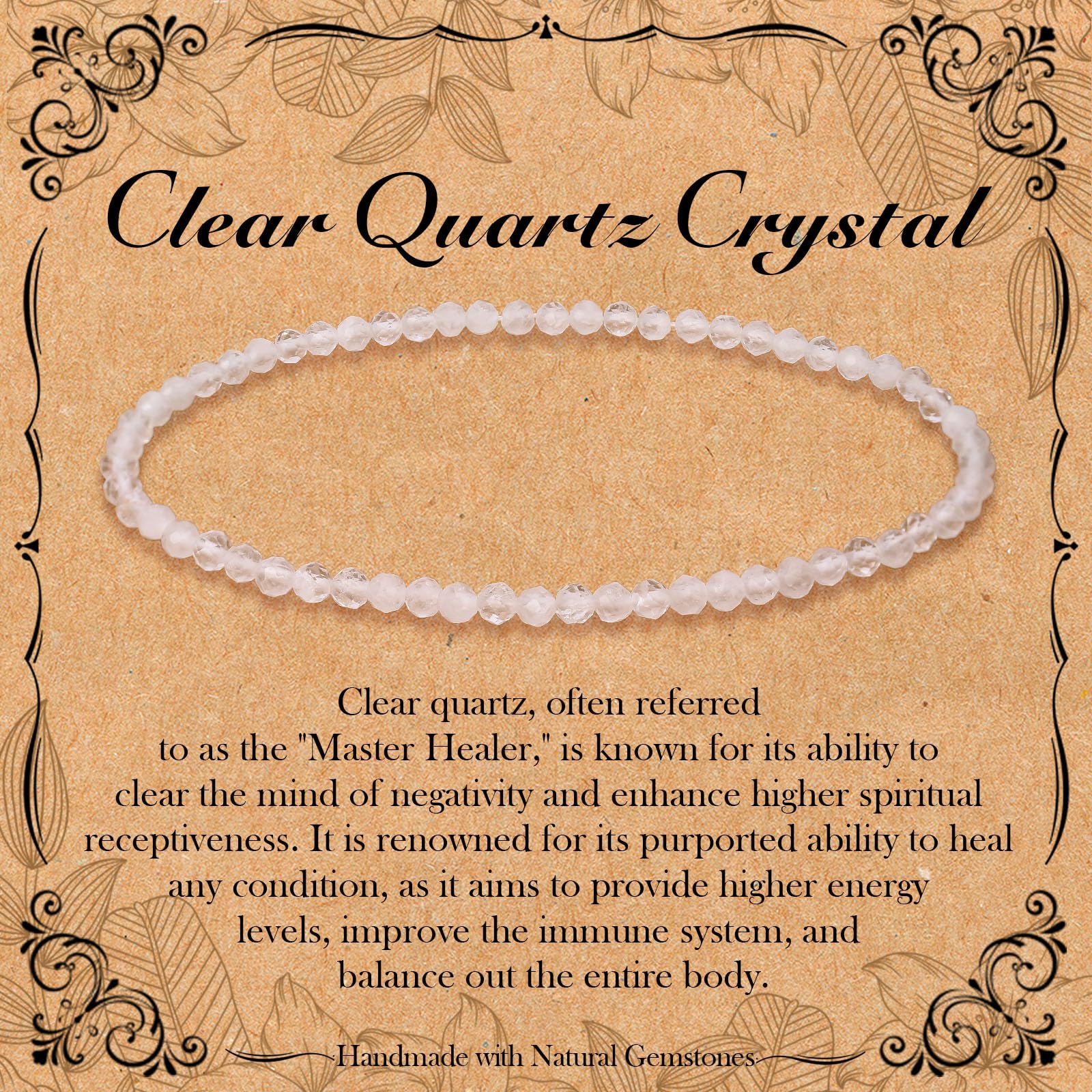 BONNY BOXX Natural Genuine Gemstone Faceted Round Beads Bracelets, 3mm Adjustable Stretchy Tiny Faceted Bracelet, Healing Crystal Reiki Chakra Dainty Jewelry Fashion Gifts