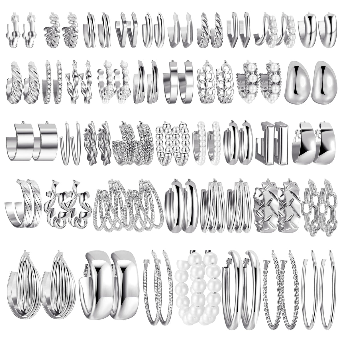 42 Pairs Gold Hoop Earrings Set for Women, Multiple Styles | Hypoallergenic Multipack Small to Chunky Hoops, Twisted Trendy Earrings for Everyday Wear Mothers Day Gifts
