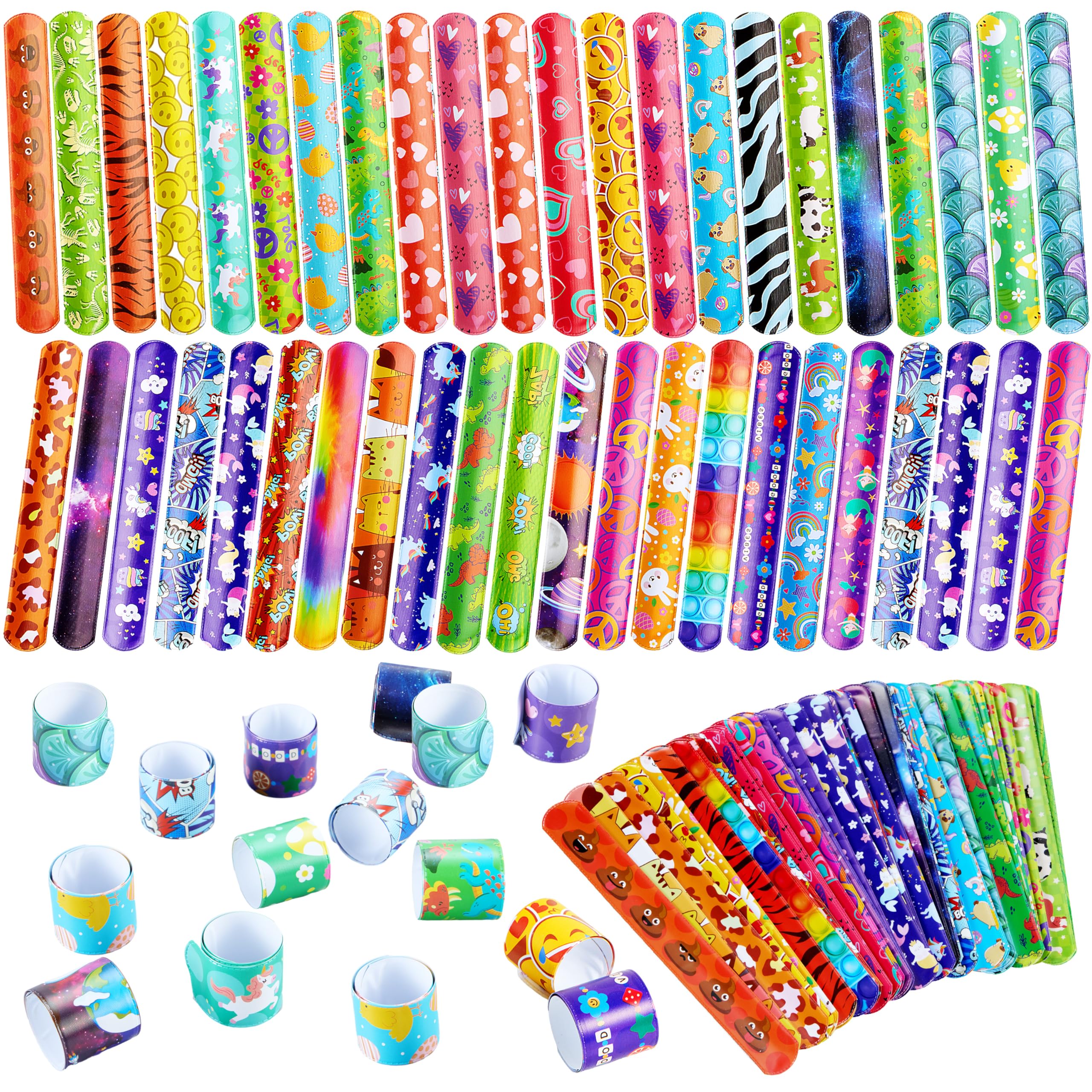 JOYIN 288 Pcs Slap Bracelets for Kids, Bulk Wristbands with Animals, Friendship, Heart, Galaxy, Party Favors, Classroom Prizes Birthday Exchanging Gifts, Goodie Bag Stuffers