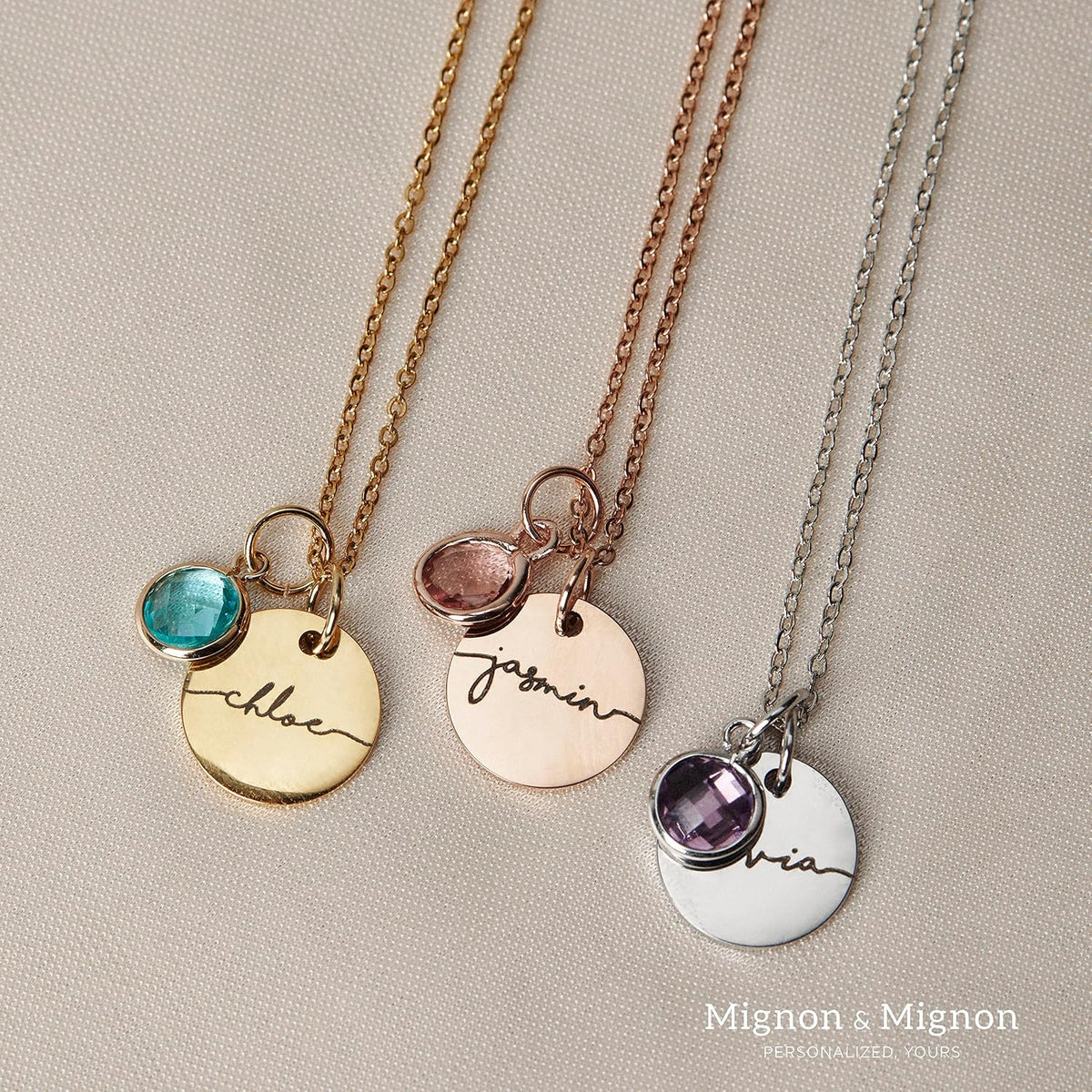 Personalized Birthstone Necklace for Women, Custom Birthstone Name Necklace | Custom necklaces for women, gold plated stainless steel, engraved name and birthstone — gifts for mom, grandma or best friend